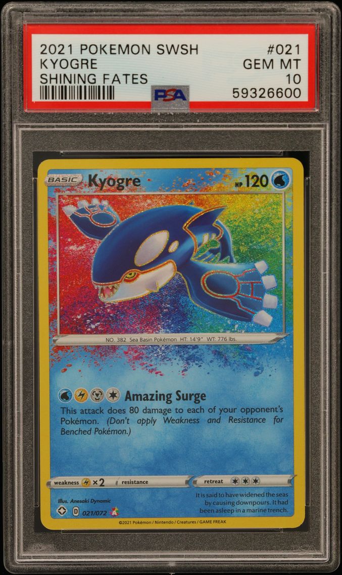 2021 #021 Kyogre PSA 10 Sword & Shield Shining Fates