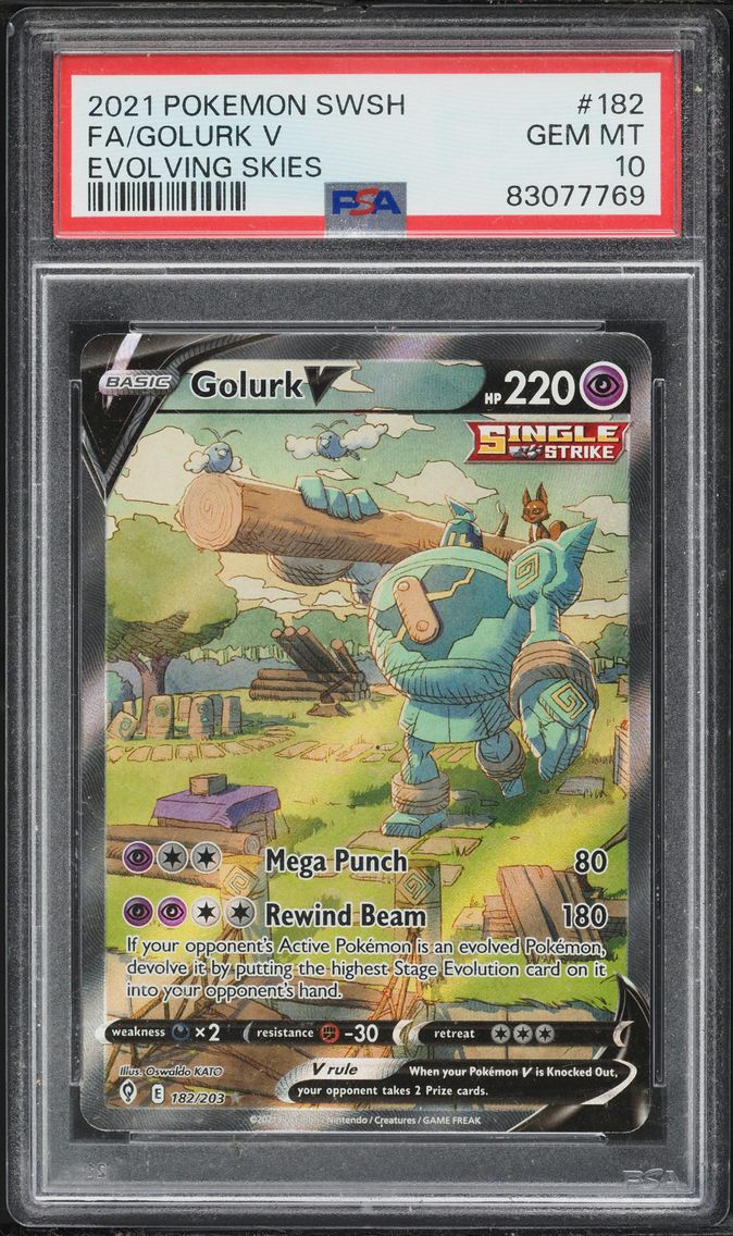 2021 #182 Full Art/Golurk V PSA 10 Sword & Shield Evolving Skies Pokemon