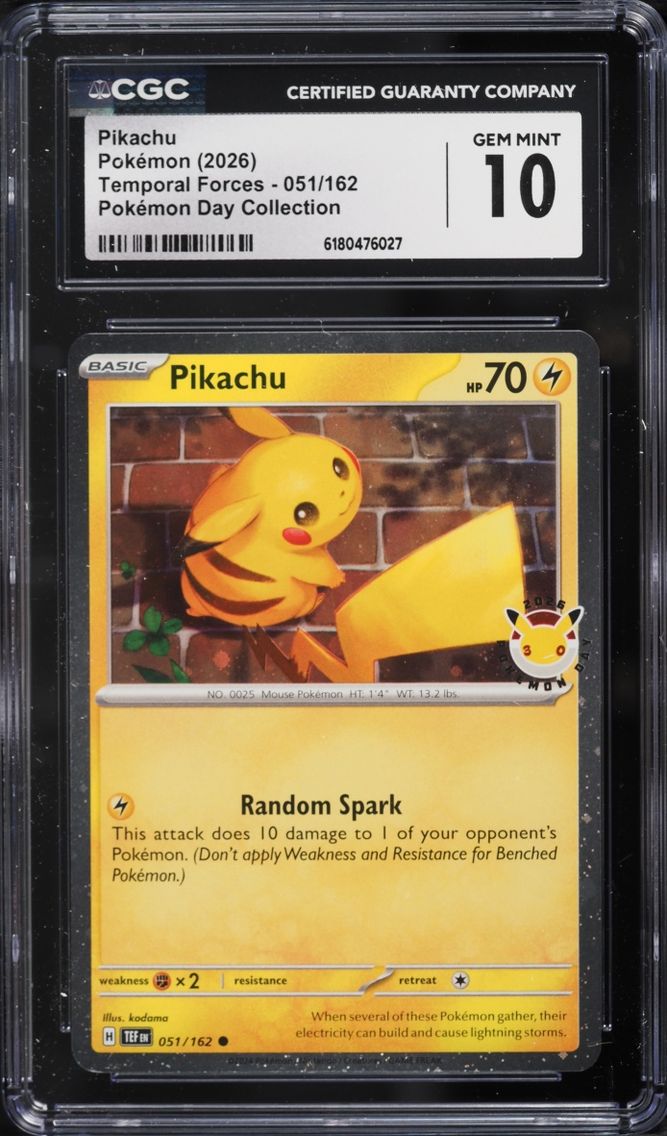 2026 Pokemon Day Collection Temporal Forces Pikachu #51 CGC 10 GEM MINT