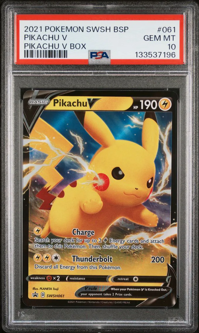 2021 #061 Pikachu V PSA 10 Swsh Black Star Promo Pokemon