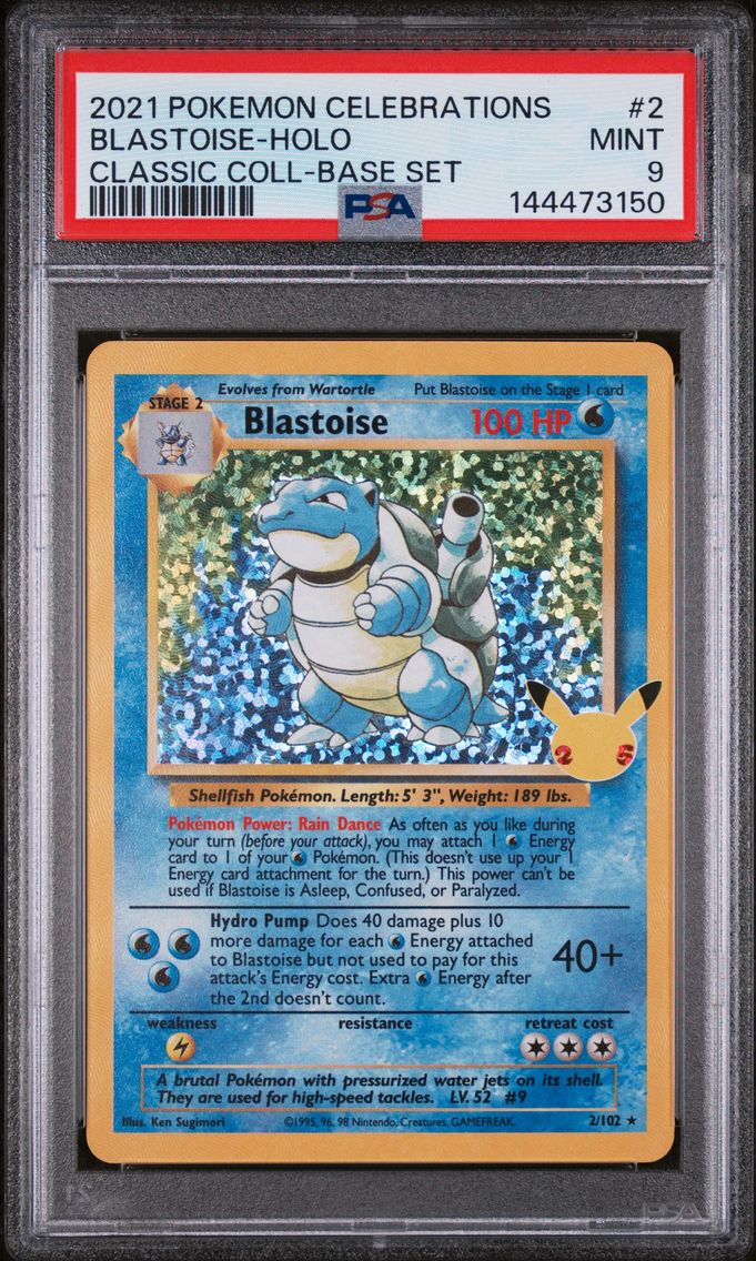 2021 #2 Blastoise-Holo PSA 9 Celebrations Classic Collection Pokemon