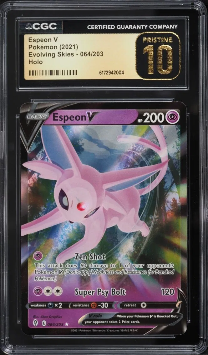 2021 Pokemon Sword & Shield Evolving Skies Full Art Espeon V #64 CGC 10 PRISTINE