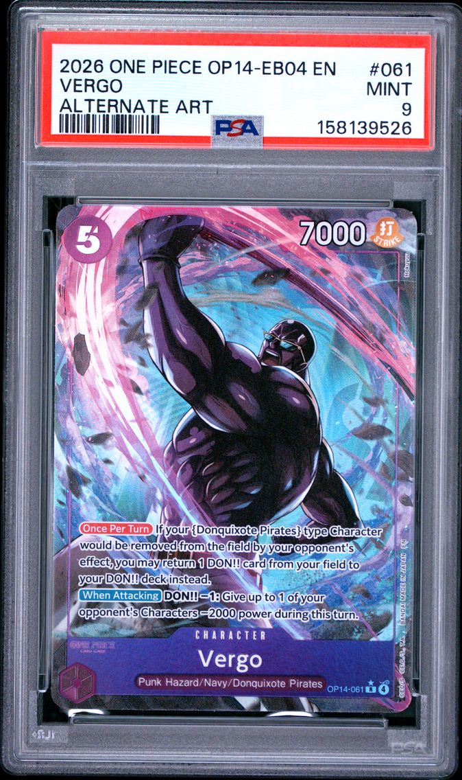 2026 #061 Vergo PSA 9 One Piece OP14-EB04-the Azure Sea's Seven