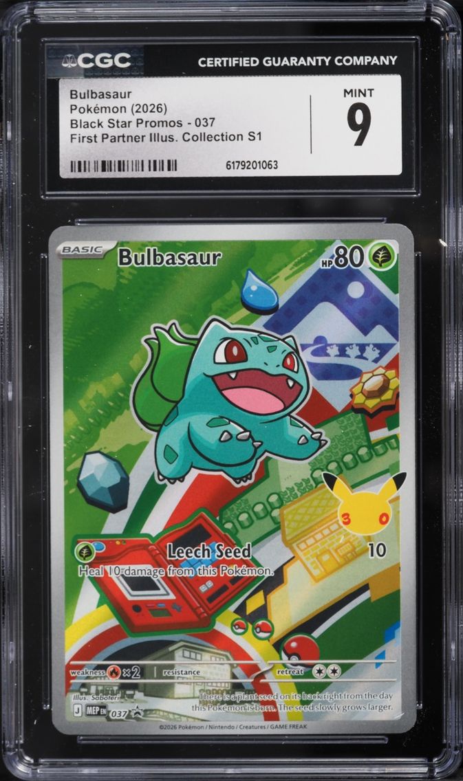 2026 Pokemon Mega Evolution Promo First Partner Illustration S1 Full Art Bulbasaur #37 CGC 9