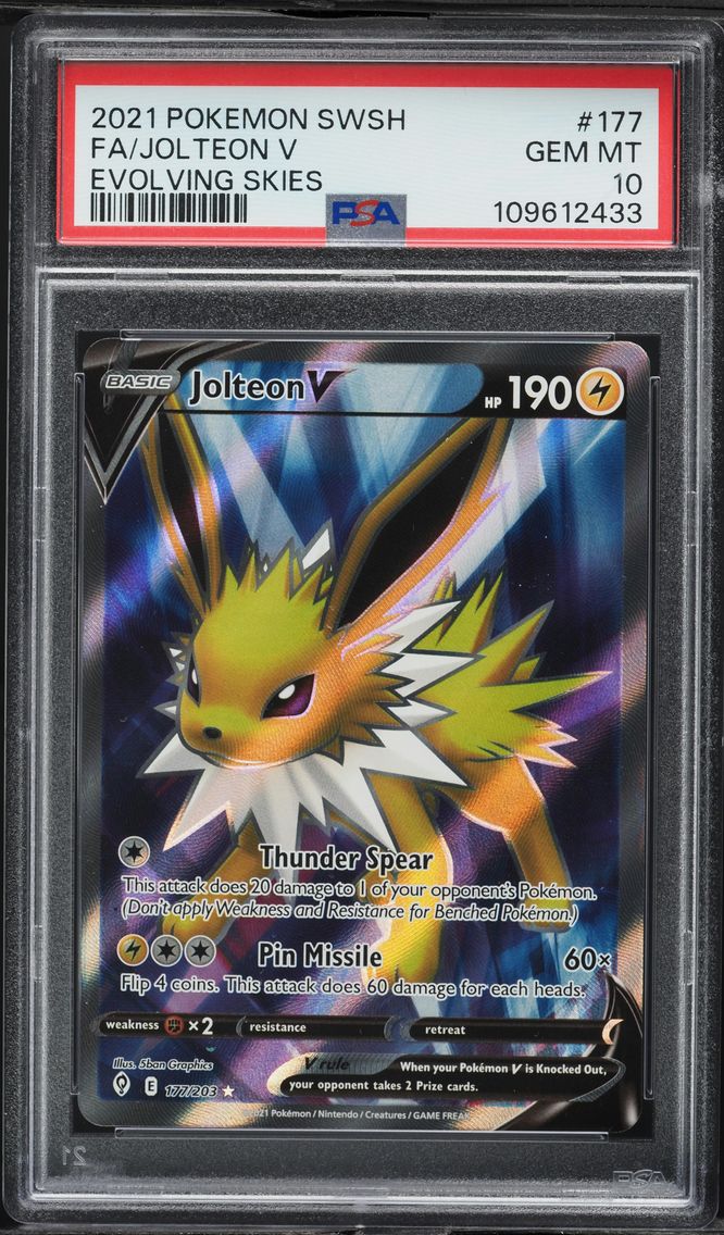 2021 #177 Full Art/Jolteon V PSA 10 Sword & Shield Evolving Skies Pokemon