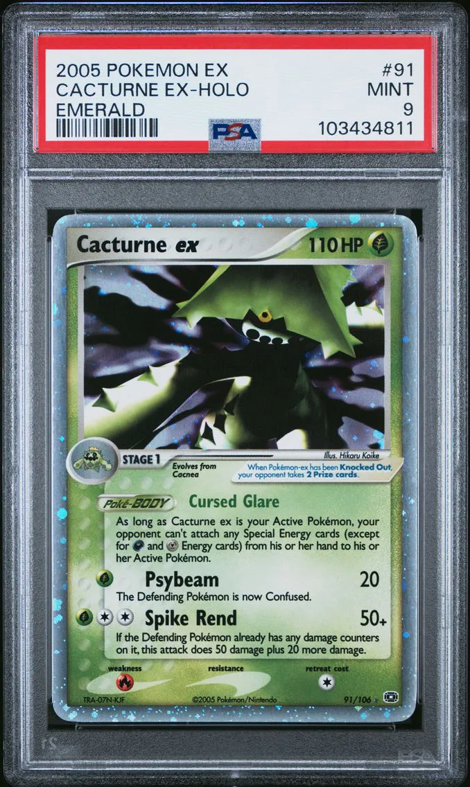 2005 #91 Cacturne EX-Holo PSA 9 EX Emerald