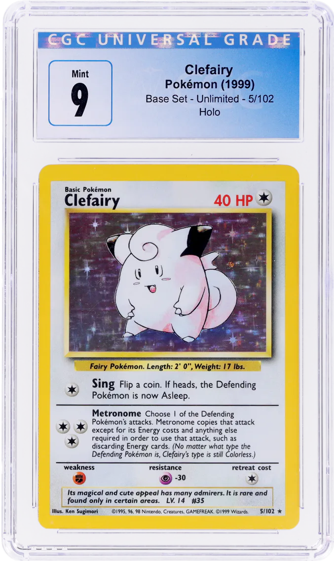 1999 #5 BASE SET HOLO CLEFAIRY CGC 9 POKEMON