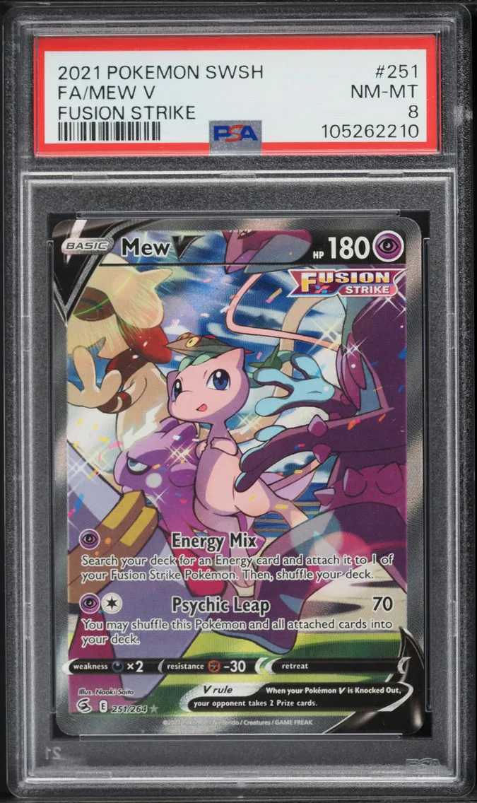 2021 #251 Full Art/Mew V PSA 8 Sword & Shield Fusion Strike Pokemon