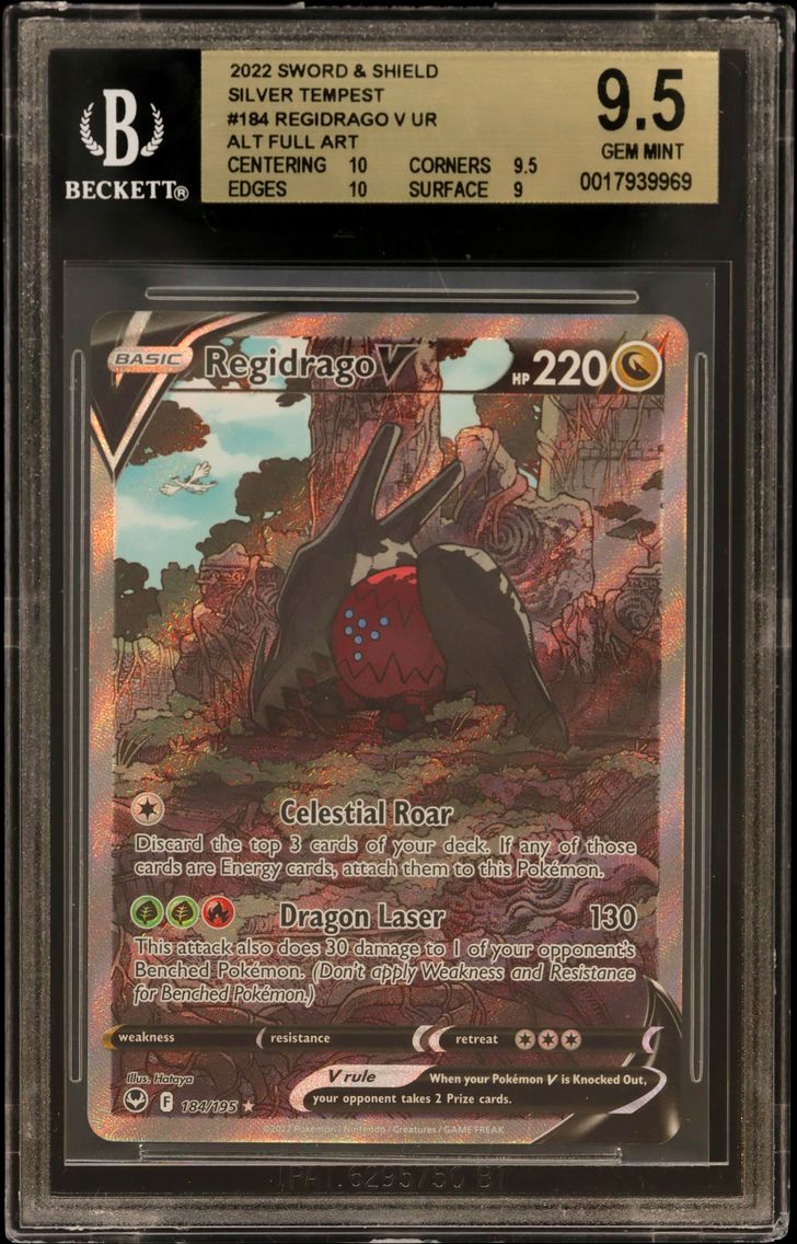 2022 #184 Regidrago V ALT ART UR BGS 9.5 TCG Sword & Shield Silver Tempest