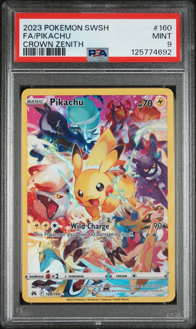 2023 #160 Full Art/Pikachu PSA 9 Sword and Shield Crown Zenith