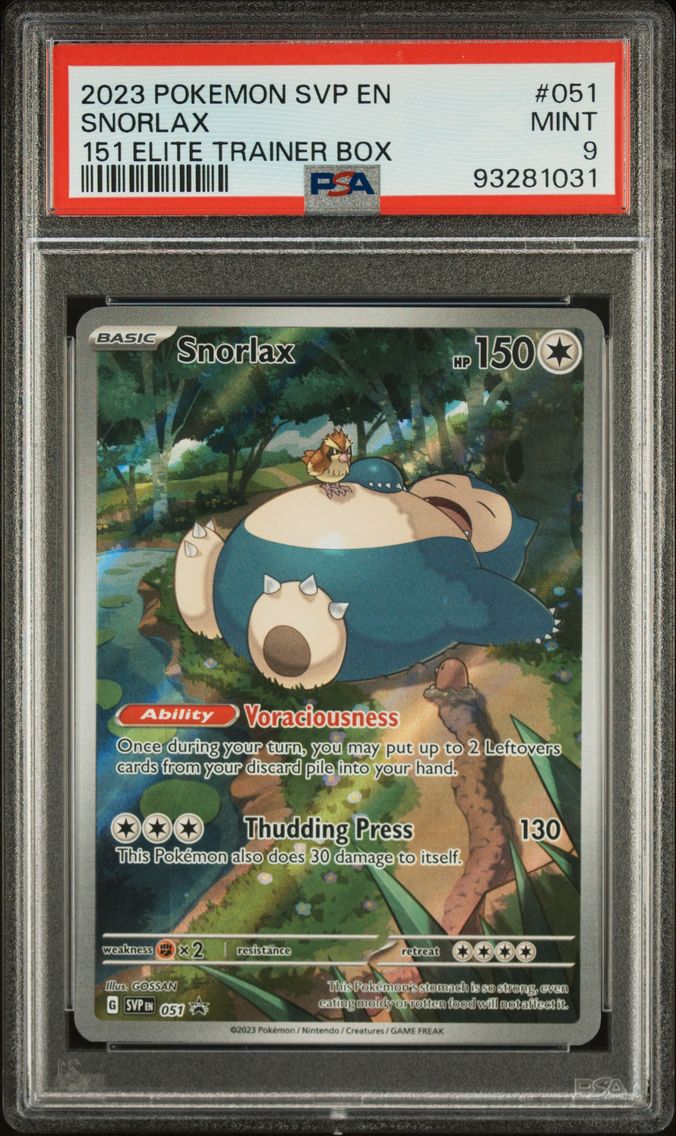 2023 #051 SNORLAX PSA 9 POKEMON SVP EN-SV BLACK STAR PROMO | 151 ELITE TRAINER BOX