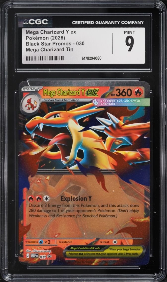2026 Pokemon Mega Evolution Black Star Promo Tin Mega Charizard Y EX #30 CGC 9 MINT
