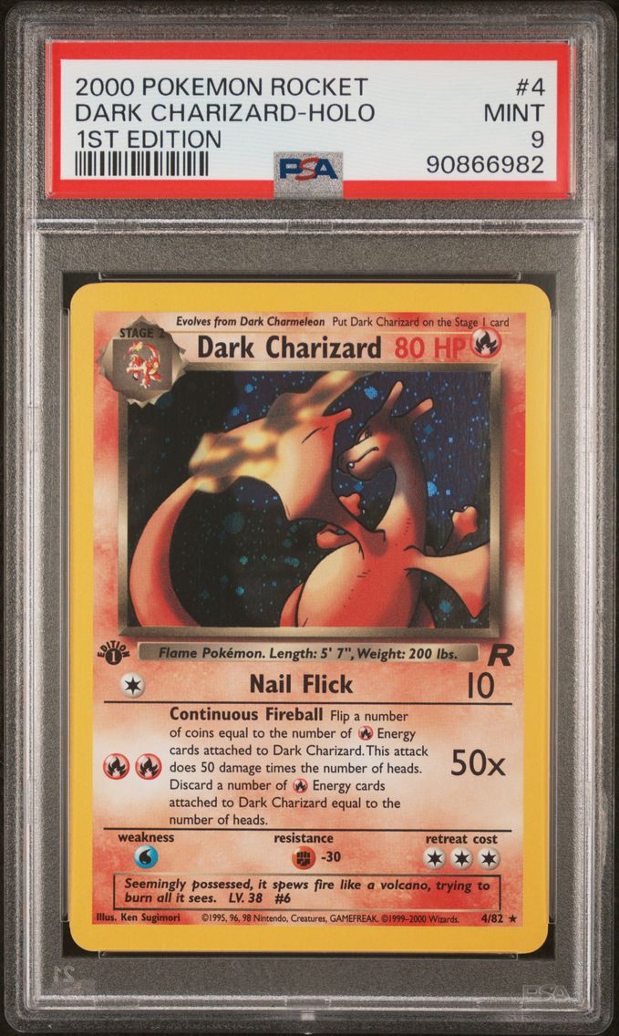 2000 #4 Dark Charizard-Holo 1st edition PSA 9 Rocket Pokemon