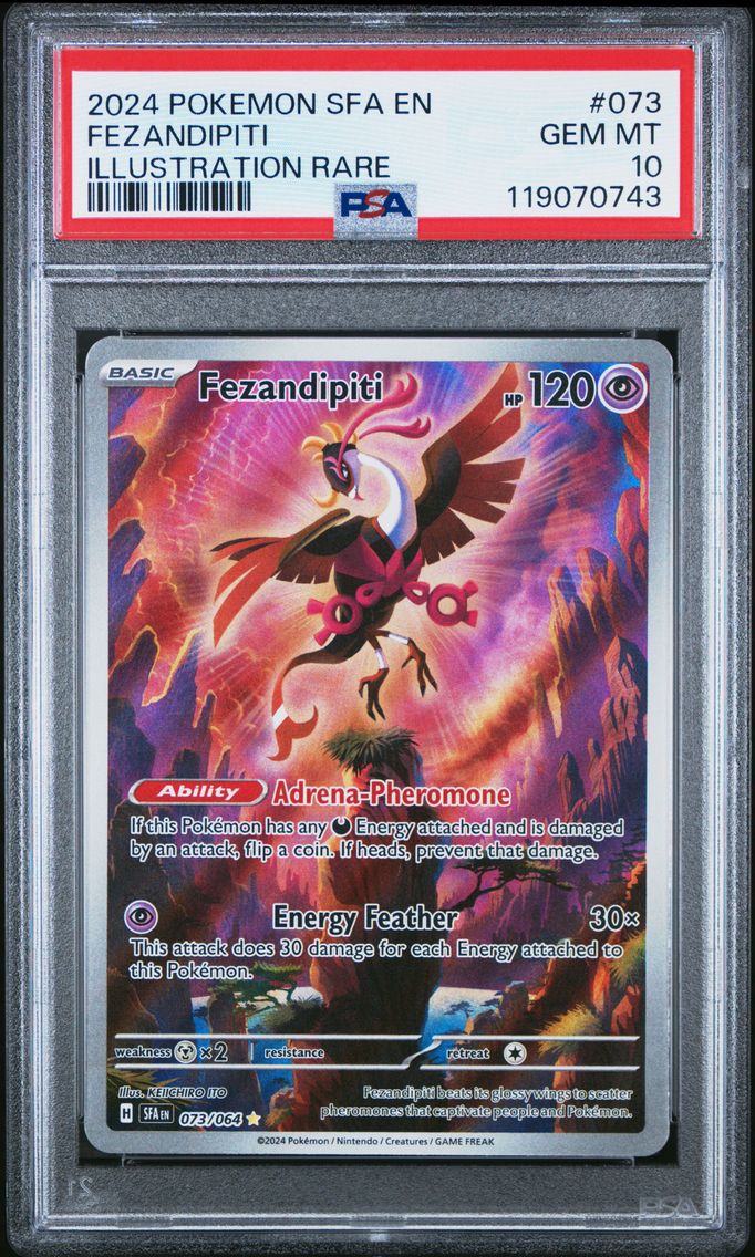 2024 #073 Fezandipiti PSA 10 Sfa EN-Shrouded Fable Pokemon