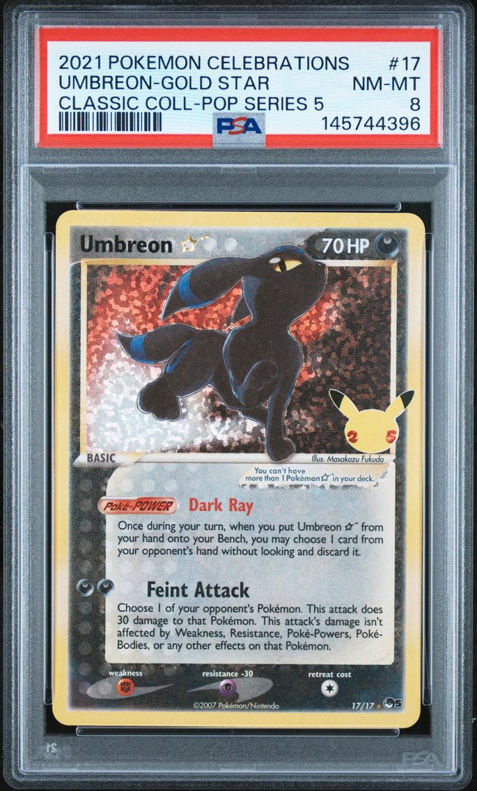 2021 #17 Umbreon-Gold Star PSA 8 Celebrations Classic Collection Pokemon
