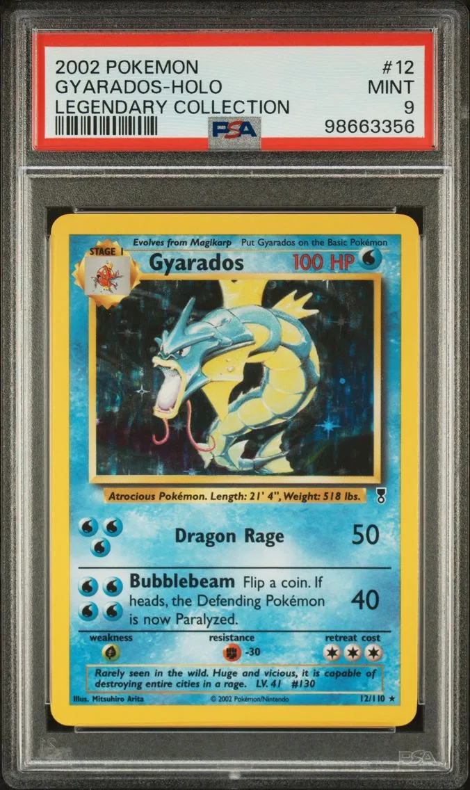 2002 #12 GYARADOS-HOLO PSA 9 POKEMON LEGENDARY COLLECTION