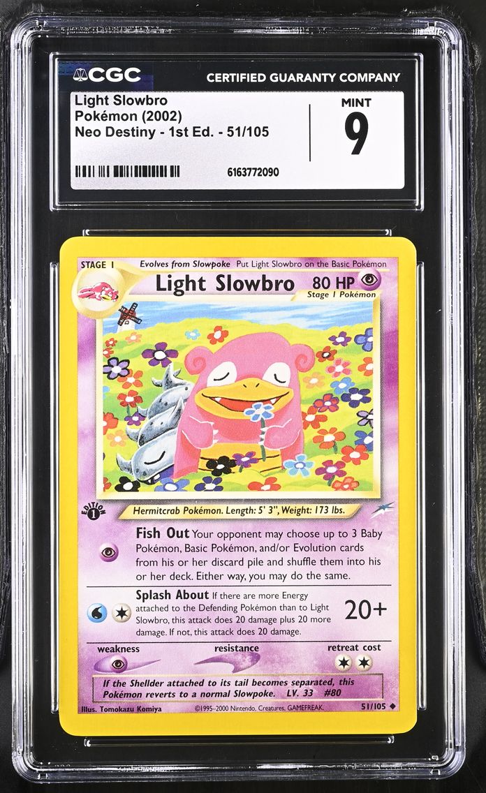 2002 #51 Light Slowbro CGC 9 Neo Destiny - 1st Edition - English