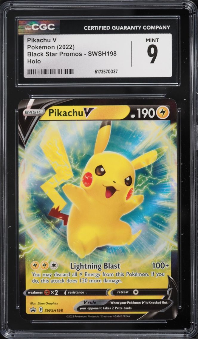 2022 Pokemon Sword & Shield Promo Holo Pikachu V #198 CGC 9 MINT