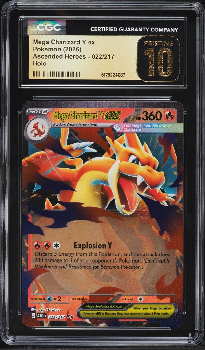 2026 Pokemon Mega Evolution Ascended Heroes Holo Mega Charizard Y Ex #22 CGC 10 PRISTINE