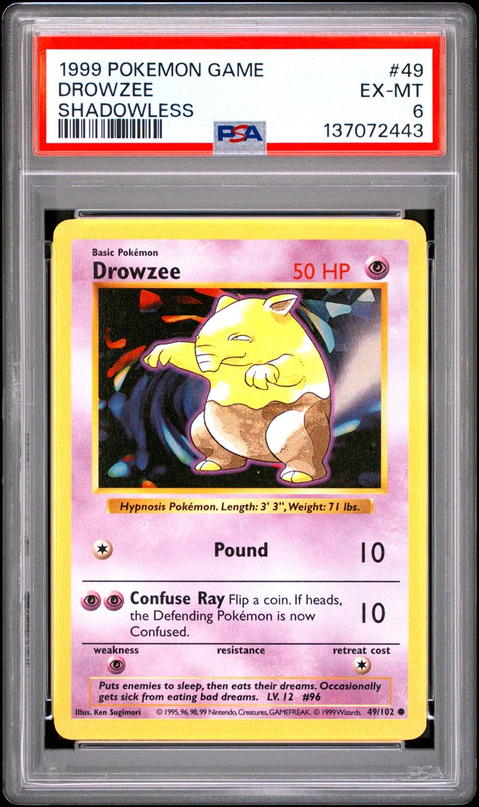 1999 #49 Drowzee Shadowless PSA 6 Game