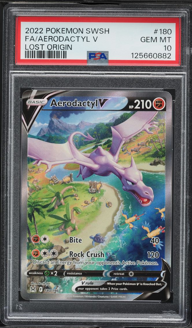 2022 #180 Full Art/Aerodactyl V PSA 10 Sword & Shield Lost Origin Pokemon