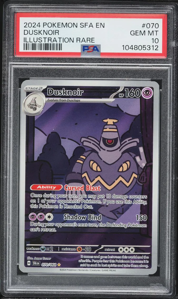 2024 #070 Dusknoir PSA 10 Sfa EN-Shrouded Fable Pokemon