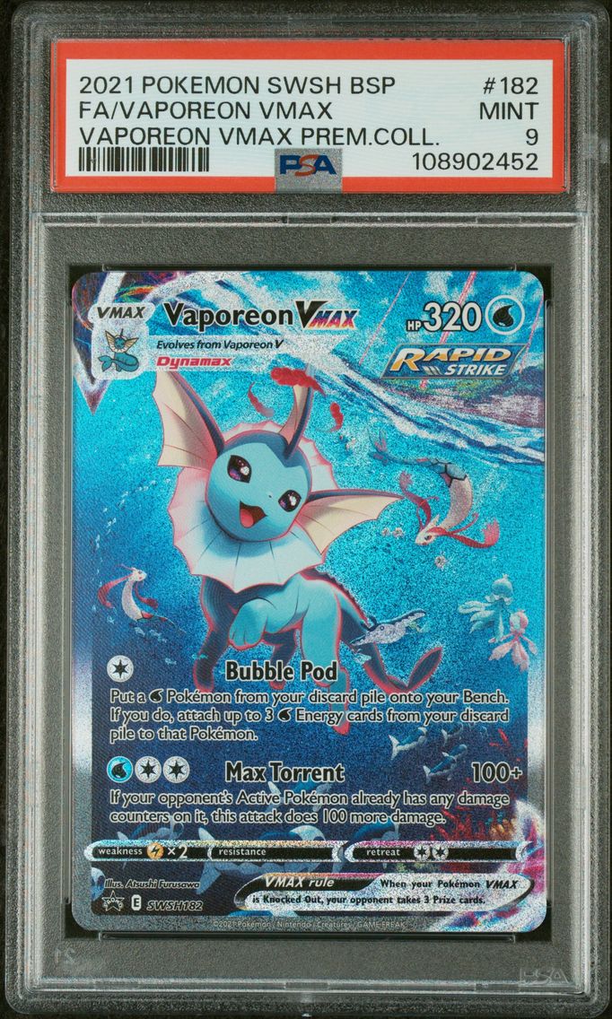 2021 #182 Full Art/Vaporeon Vmax PSA 9 Swsh Black Star Promo Pokemon