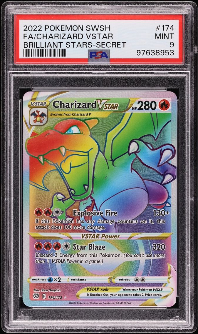 2022 #174 Charizard VSTAR PSA 9 Pokemon SWSH Brilliant Stars Rainbow Rare