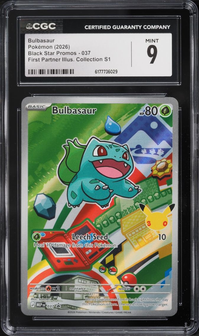 2026 Pokemon Mega Evolution Promo First Partner Illustration S1 Full Art Bulbasaur #37 CGC 9