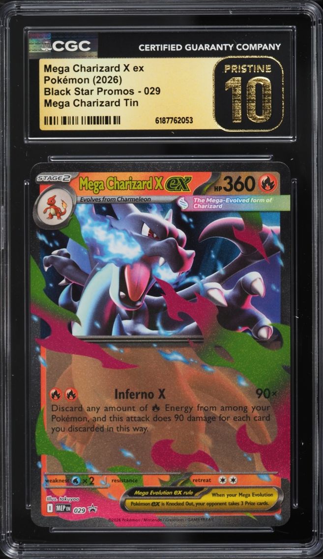 2026 #29 Mega Charizard X Ex CGC 10 Pokemon Mega Evolution Promo Tin