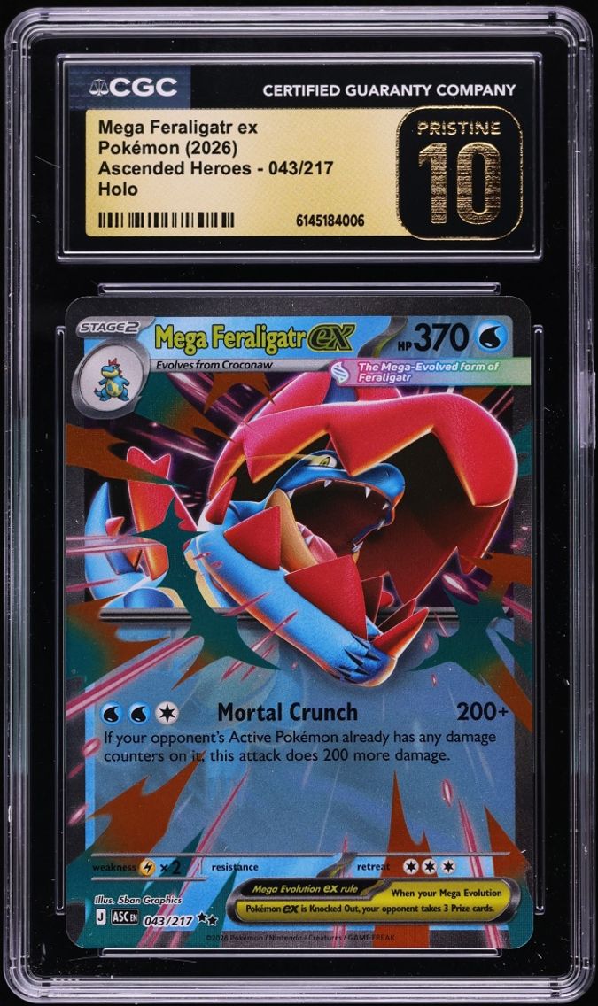 2026 Pokemon Mega Evolution Ascended Heroes Holo Mega Feraligatr ex #43 CGC 10 PRISTINE
