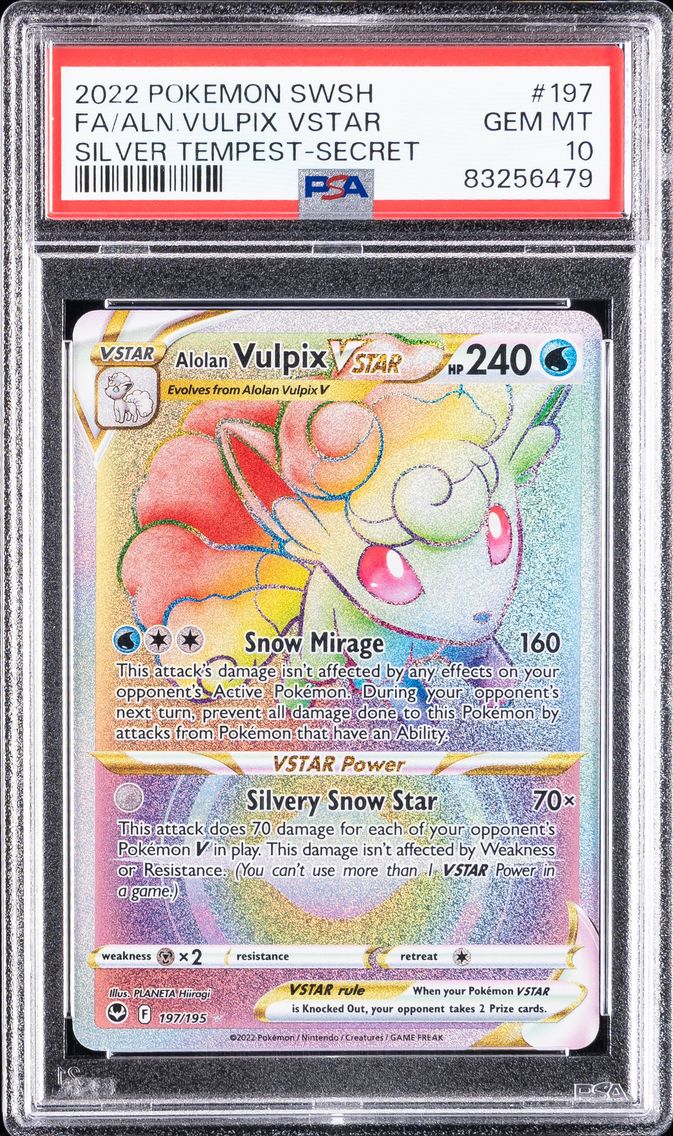 2022 #197 Full Art/Alolan Vulpix Vstar PSA 10 Sword & Shield Silver Tempest Pokemon