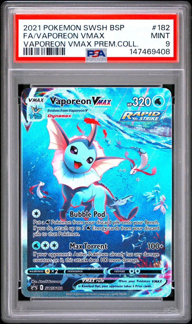 2021 #182 Full Art/Vaporeon Vmax PSA 9 Swsh Black Star Promo
