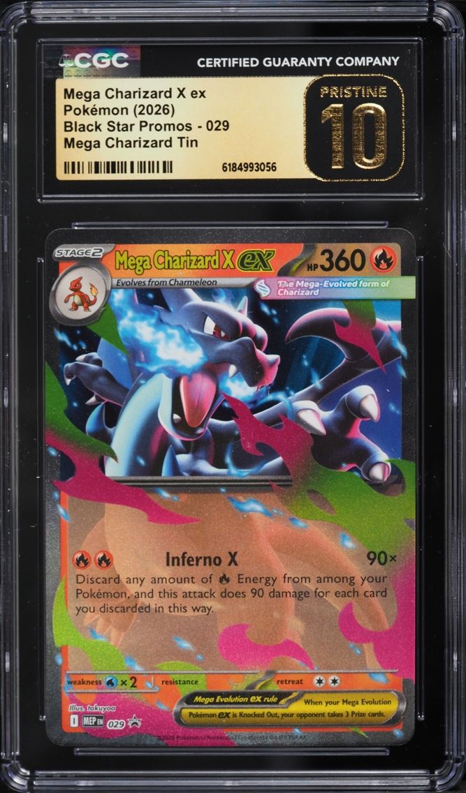 2026 #29 Mega Charizard X Ex CGC 10 Pokemon Mega Evolution Promo Tin