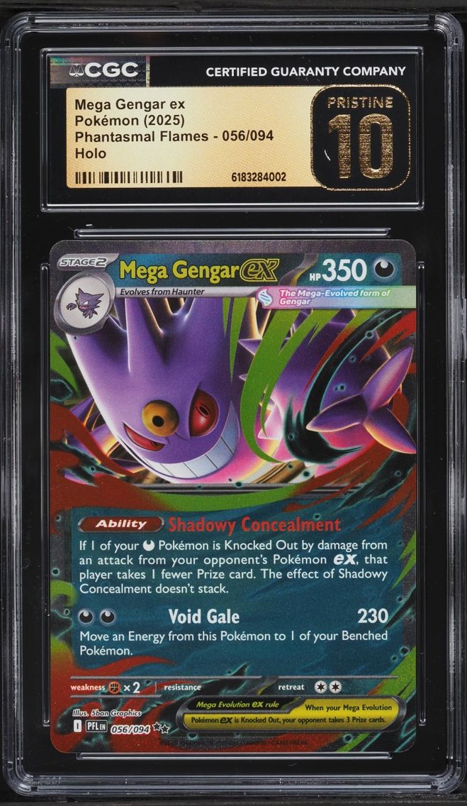 2025 #56 Mega Gengar EX CGC 10 Pokemon Mega Evolution Phantasmal Flames Holo