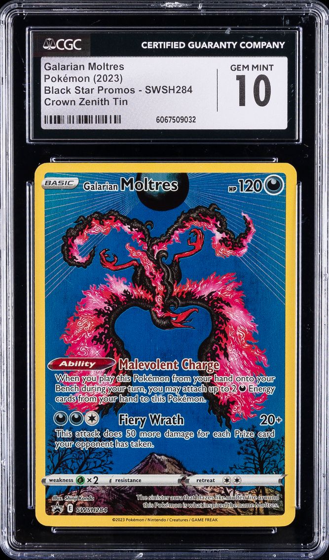 2023 #284 Galarian Moltres CGC 10 Swsh Black Star Promo Pokemon