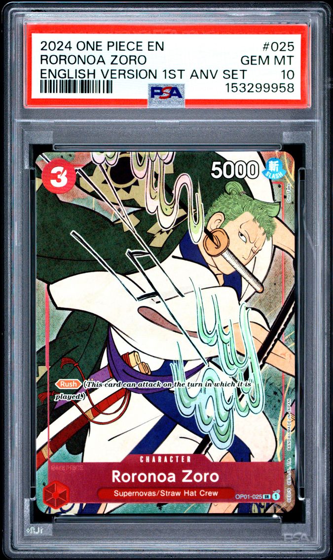 2024 #025 Roronoa Zoro PSA 10 One Piece English Version 1st Anniversary Set