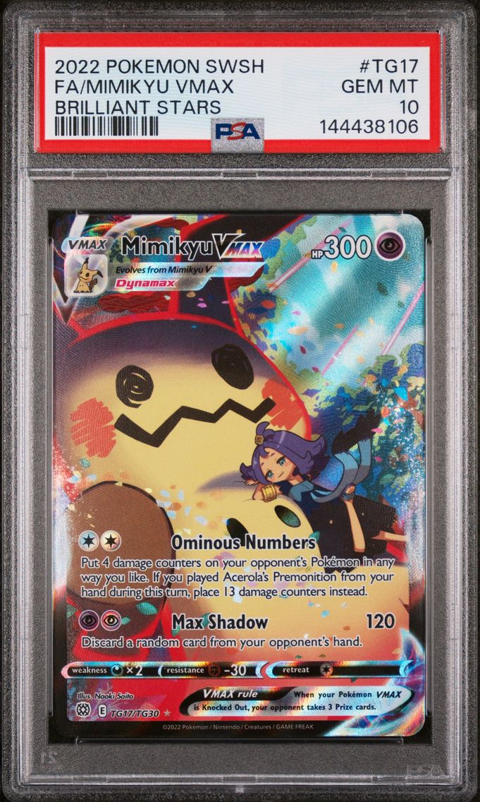 2022 #TG17 Full Art/Mimikyu Vmax PSA 10 Sword & Shield Brilliant Stars