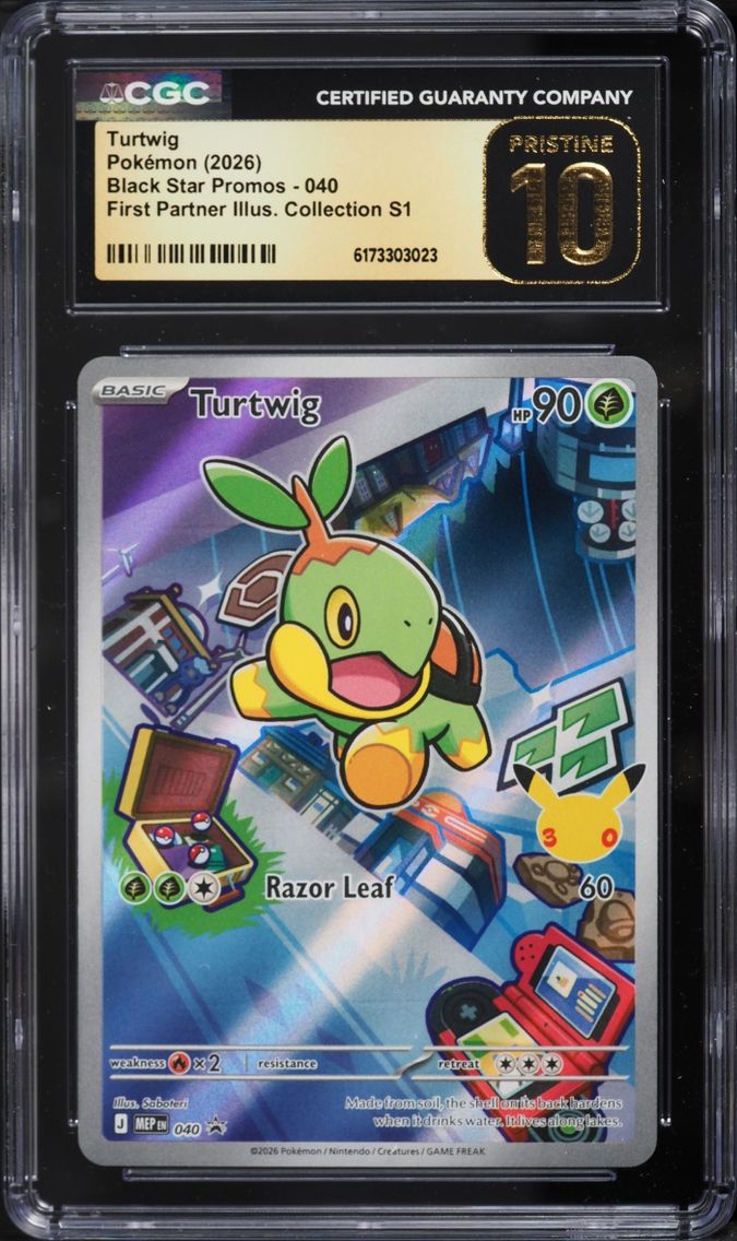 2026 Pokemon Mega Promo First Partner Illustration S1 Full Art Turtwig #40 CGC 10 PRISTINE