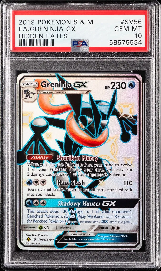 2019 #SV56 Full Art/Greninja GX PSA 10 Sun & Moon Hidden Fates Pokemon