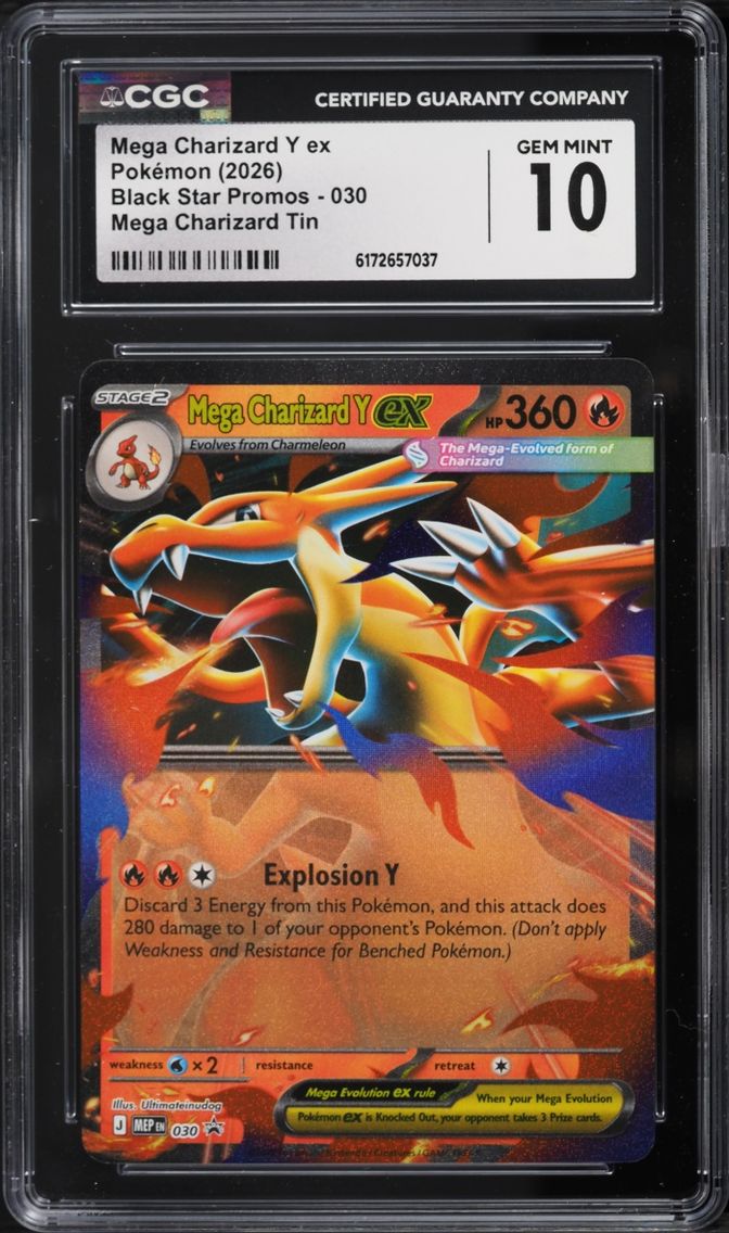 2026 Pokemon Mega Evolution Black Star Promo Tin Mega Charizard Y Ex #30 CGC 10 GEM MINT