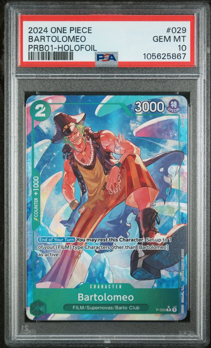 2024 #029 Bartolomeo PSA 10 One Piece PRB01-Premium Booster -One Piece Card the Best-