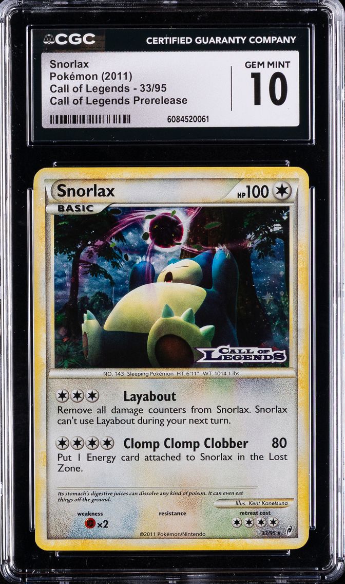 2011 #33 Snorlax CGC 10 Call of Legends - English Pokemon