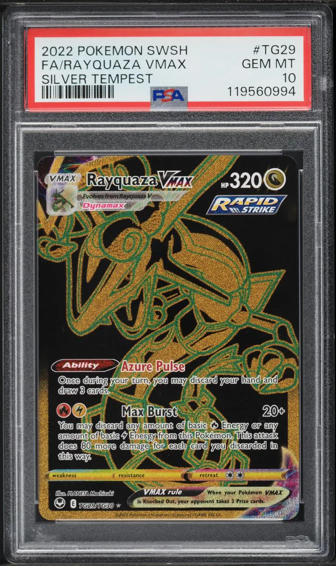2022 #TG29 Full Art/Rayquaza Vmax PSA 10 Sword & Shield Silver Tempest Pokemon