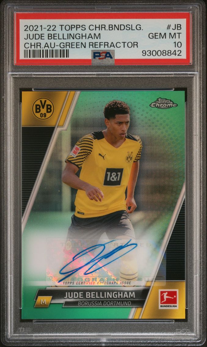 2021 #JB Jude Bellingham PSA 10 Green Refractor Topps Chrome Bundesliga Chrome Autographs Soccer