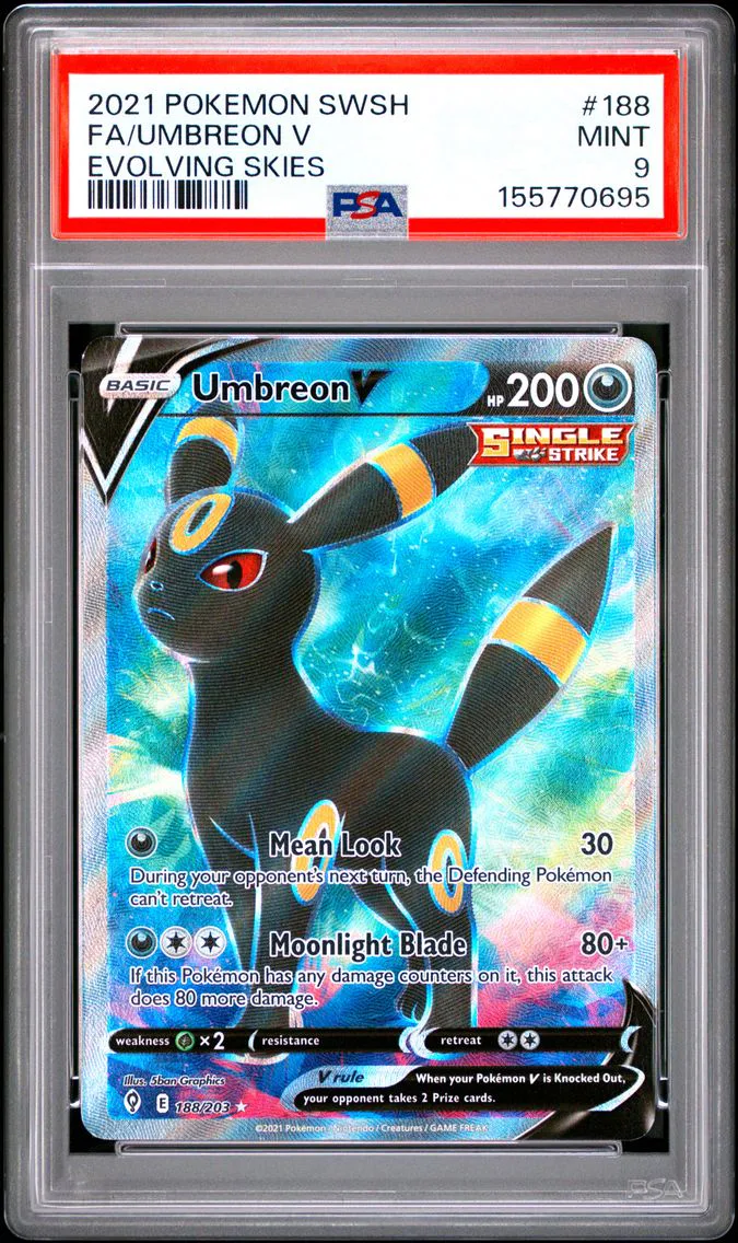 2021 #188 Full Art/Umbreon V PSA 9 Sword & Shield Evolving Skies