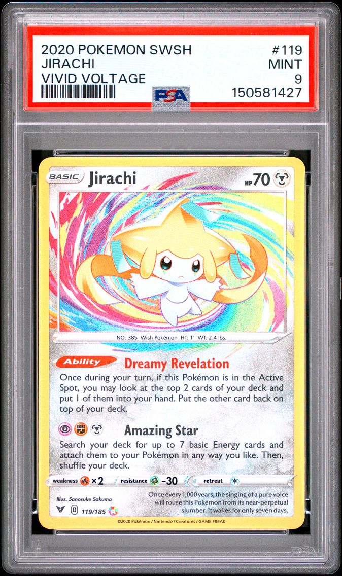 2020 #119 Jirachi PSA 9 Base Pokemon Sword & Shield Vivid Voltage Pokemon