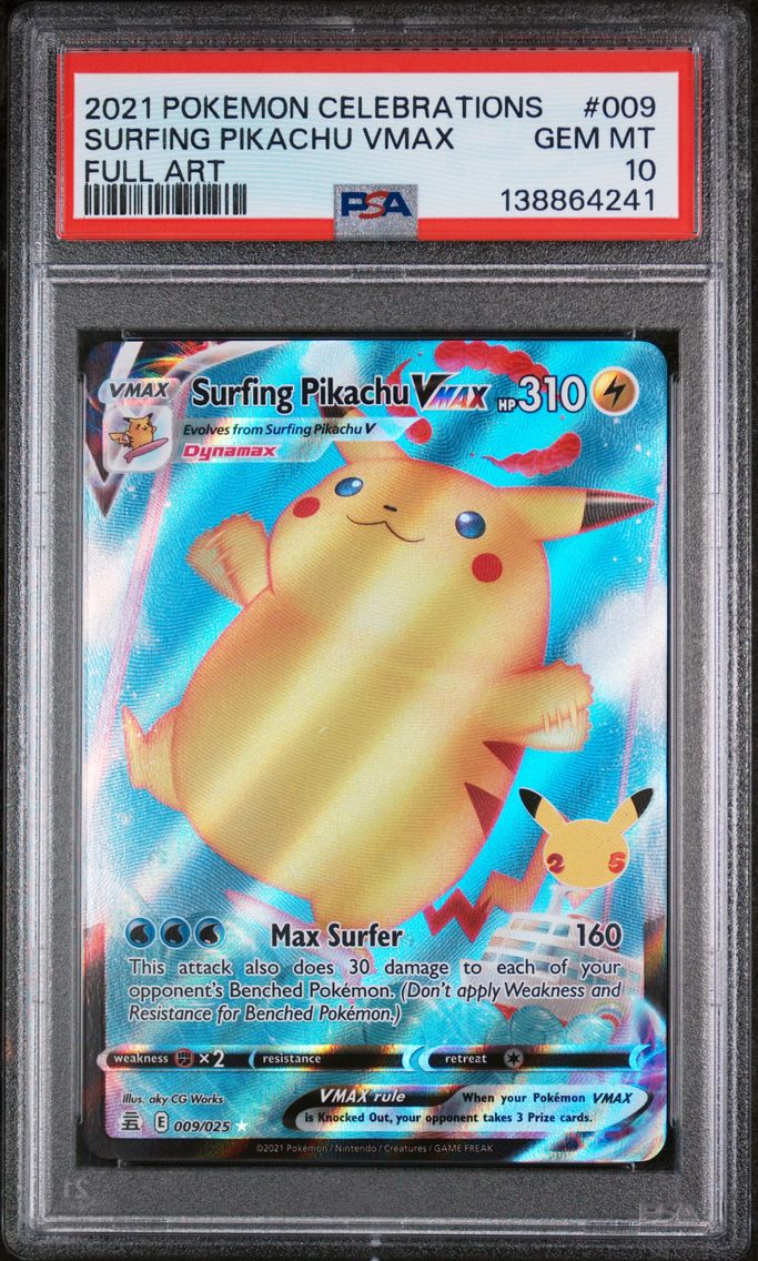 2021 #009 Full Art/Surfing Pikachu Vmax PSA 10 Celebrations