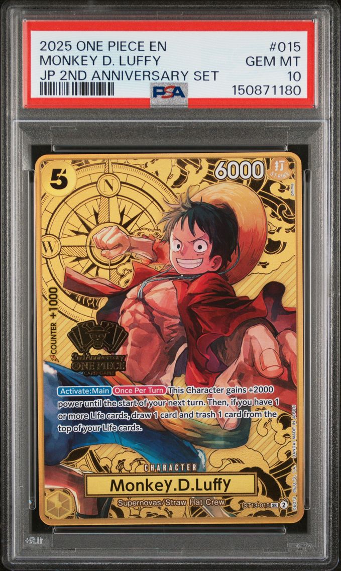 2025 #015 Monkey D. Luffy PSA 10 One Piece Japanese 2nd Anniversary Set