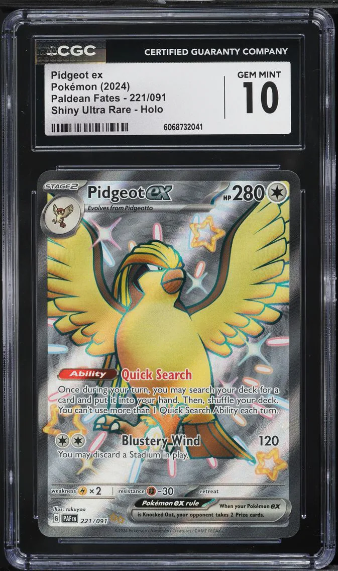 2024 #221 Pidgeot EX CGC 10 Paf EN-Paldean Fates Pokemon